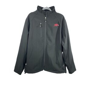 Arkansas Razorbacks Softshell Jacket Mens‎ XL Crable Full Zip Fleece Lined Black